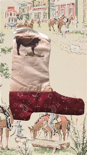 A cowboy print cowboy boot stocking! #cowboy #stockingstuffer #Christmas #handmade #sewing