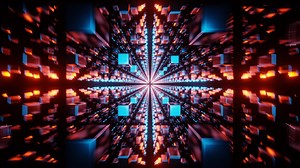 Download Cyan and Orange Abstract Cubic Dimension Background VJ Loop with Rotation for free