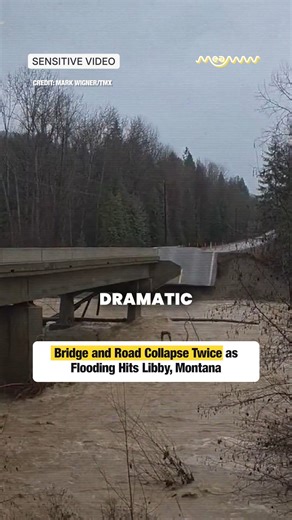 Bridge and Road Collapse Twice as Flooding Hits Libby, Montana Credit: Mark Wigner/TMX #BreakingNews #Montana #LibbyMontana #Flooding #RoadCollapse #BridgeCollapse #SevereWeather #DisasterUpdate #EmergencyAlert #InfrastructureFailure #PublicSafety #StormDamage #USNews #CrisisUpdate #TrendingNow #ReelsNews #ViralReels #WeatherAlert #NaturalDisaster #StaySafe #CommunityImpact #LiveNews #UrgentUpdate | MEAWW