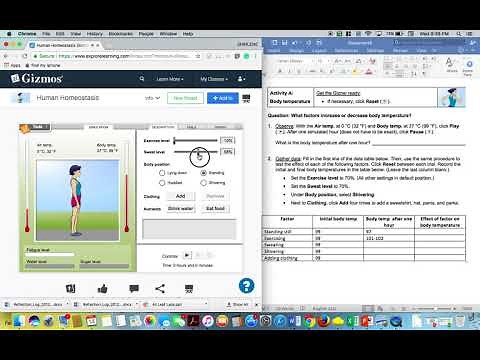 Human Homeostasis Gizmo tutorial