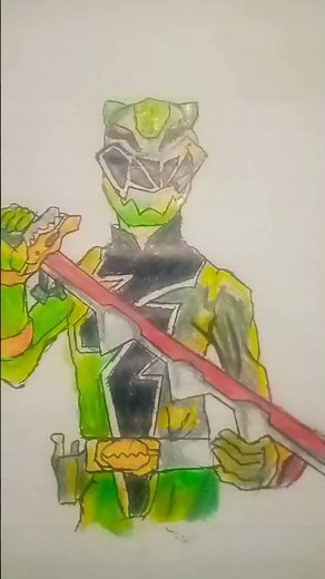 How to draw power rangers dino furry green ranger