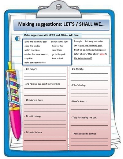 Shall - Let's - What about - How about worksheet