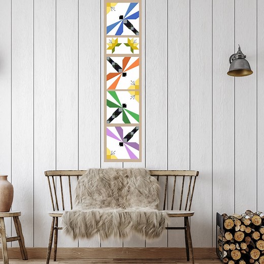 Dragonfly Flower Barn Quilt Pattern: SVG, PDF (24x103") - Etsy