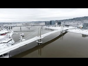 Drone video captures sweeping view of Portland's record snowfall