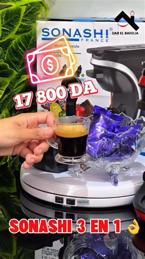 💥 Machine a café 💥 Expresso💥 sonashi 3 en 1 💥 Nouveau Design تحت طلباتكم المتكررة و خصيصا لكل عشاق القهوة بانواعها 🤩 نقدم اليوم بديزاين جديد كافيتيار اكسبريسو من Sonashi ب 19 بار تديرلك قهوة كما يحب الخاطر ☕ قهوة غنية المذاق مزيرة كما يحب الخاطر من دارك بلا ما تتحرك 😱 و زيد بزيادة ب 3 خصائص تدير العجب 😋 حتا لاماكن العمل راح تكون بزاف مناسبة 👌 كامل هدا بسومة هبال 🤑 💯 القهوة تولي توت سويت مع دار البهجة 🥰 ✅ 19 بار لضمان اكسبريسو احترافي ✅ 1450 واط ✅ 0.6 لتر و الخزان قابل للازالة ✅ حجمين