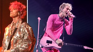 Machine Gun Kelly groped by a fan on stage during concert