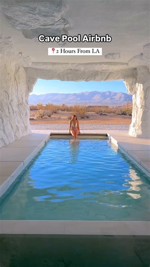Melissa | Los Angeles, California on Instagram: "Have you tried this unique cave pool airbnb in Joshua Tree at @casacabin 🏠 This Airbnb is 2 hours away from LA making it a perfect weekend getaway 💕 📍Joshua Tree 📍2 Hours from LA 📌Book it here: bit.ly/cave_pool or comment "Link" to automatically get the link in your DMs 🎥Clips of me by @lewildexplorer Escape to this stunning Mediterranean-style home, complete with a unique cave pool and a jacuzzi. Th