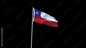 Chile flag Waving Realistic With Sky with Alpha Channel