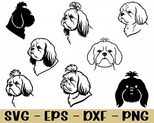 Shih Tzu Dog Face Svg, Dxf, Png - Etsy Canada
