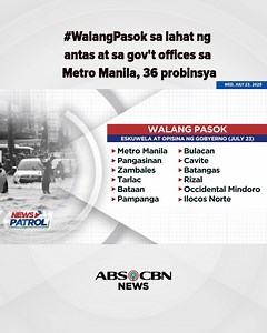 #WalangPasok sa lahat ng antas at sa government offices sa Metro Manila at 36 probinsya #NewsPatrol #Reels | ABS-CBN News