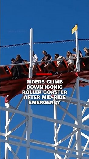 Riders climb down iconic roller coaster after mid-ride emergency
