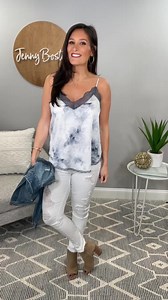 Ohhhh.. how pretty is this camisole? Sweet cami tank with lace trim and adjustable spaghetti straps. Slightly sheer print fabric that sweeps from adjustable skinny straps. Neckline is accented with eyelash lace trim and blousy bodice ends at a straight hem. Falls just above the hip. 100% Poly Small fits 0-4 Medium fits 6-8 Large fits 10 Maddy is wearing a small and is 5'7" Mom to be Jena is wearing a medium and is 5'6" Available in SMALL, MEDIUM, LARGE for only 32! To order: Comment Sold, Size S