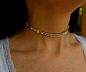 Dainty Gold Chain Choker, Unique Foxtail Collar, Grunge Punk, Emo, Gothic Jewelry - Etsy