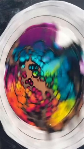 64K views · 848 reactions | Double cell activator = huge cells  in this case, it was black then copper on top to create these massive rainbow cells! #cells #blooms #painting #colour #neon | Sheleeart | Facebook