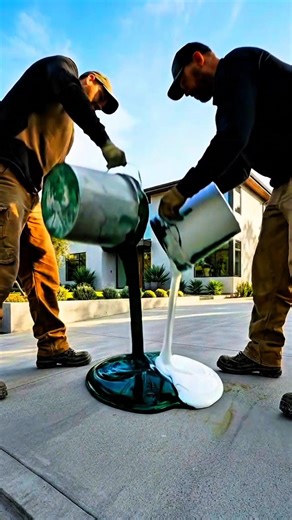Luxury Epoxy Driveway Transformation 😱 Wait For The Finish! #shorts #satisfying #epoxy