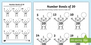 Number Bonds of 20 on Robots Activity