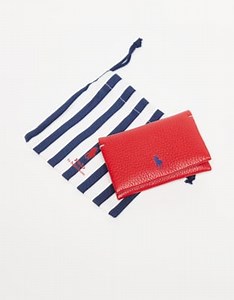 Polo Ralph Lauren polo play leather snap card purse in red | ASOS