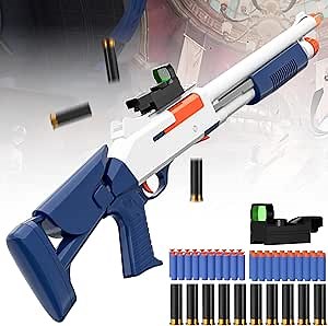 Soft Bullet Empty Shell Ejecting Toy Gun Shotgun with Scope Level Bolt Action Cap Barrel Sniper Rifle Foam Dart Launcher Blaster Fake Pistol Adventure Force Gun for Kids Age 8-14 Outdoor Shooting Game
