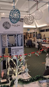 My stand today at the Christmas lace fair at the national motorcycle museum, a fantastic day was had, and lots of people went home with the new Christmas baubles pattern including the gingerbread man. I almost sold out of the Ready to work patterns, there might be two left (somewhere in the boxes) so those of you eagerly waiting for them on the website, it might be a few days before I can cut some more to list them. I'll let you know .... Please be patient! | Louise West Lace Design