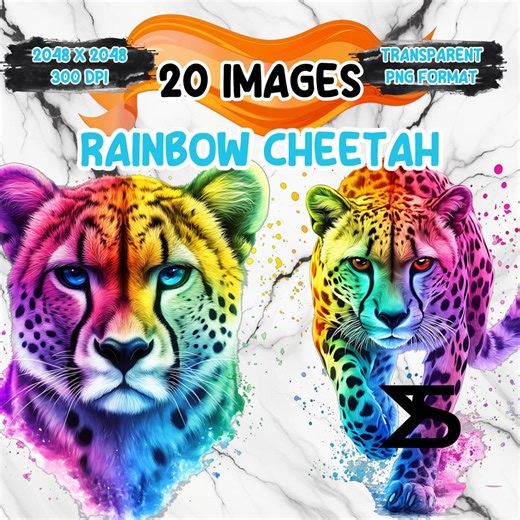 Watercolor Rainbow Cheetah PNG Image on Transparent Background, Digital Sticker/scrappbooking, Commercial Use, Instant Digital Download - Etsy