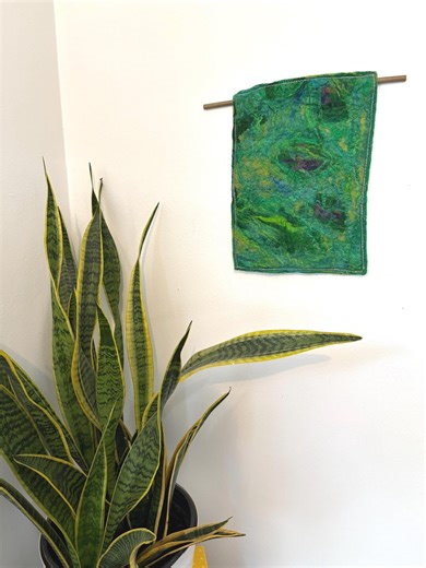 Green Nuno Felt Wall Art | Wool & Silk Textiles | Modern Minimalist Decor - Etsy