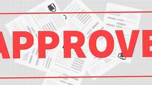 animated document paper stamping rubber of APPROVED word.