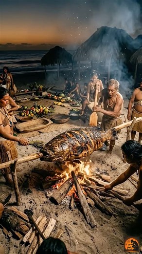 INSANE! Giant Atlantic Grouper Cooked Over Massive Tribal Fire 🔥🐟#triballife #africa #africantribe