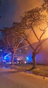 [Update 2: Fire @ 1079 Eunos Avenue 7] At about 5:30pm today, the Singapore Civil Defence Force (SCDF) was alerted to a fire at the abovementioned location. The fire, which involved building materials and office equipment, had engulfed three workshop units. The fourth unit was partially affected at the roof area, but firefighters managed to prevent the fire from spreading further. 16 emergency vehicles and about 60 firefighters are deployed to the incident. SCDF firefighters surrounded the affec