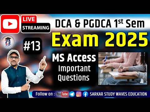 🔥(PGDCA/DCA 1st Sem) Live Class | Database Using MS Access | 2025 Exam Important Questions