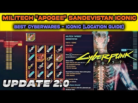 GET ALL ICONIC CYBERWARES in CYBERPUNK 2.0 | How To Get Militech Apogee Sandevistan Iconic Cyberware