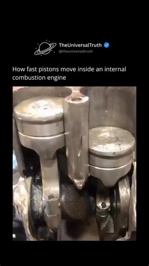 The Universal Concept on Instagram: "Follow (us) @theuniversaltruth to learn something NEW every day. 🧠💫 The speed at which pistons move inside an internal combustion engine depends primarily on the engine's revolutions per minute (RPM) and the stroke length of the piston. On average, in a typical car engine running at around 3,000 RPM, pistons move up and down in the cylinder about 50 times per second. That's because each full engine cycle (intake, compression, power, exhaust) involves two re