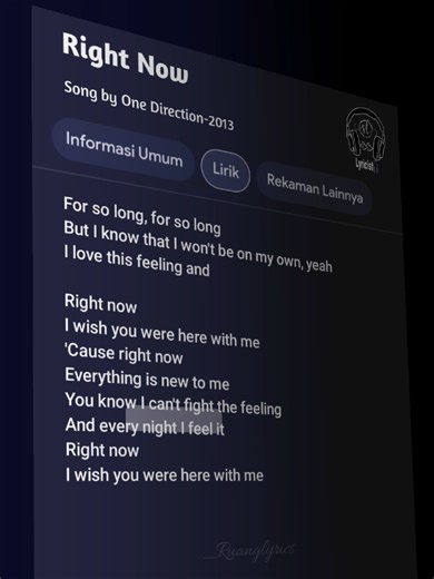 One Direction - Right Now Lyrics Overview