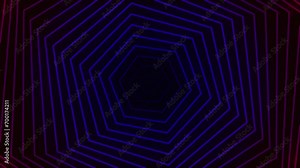 Abstract infinite neon tunnel loop background. Glowing points form tunnel sectors. 4K Infinite tunnel loop animation.