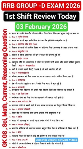 RRB Group D Exam Analysis 2026 | RRB Group D Full Question Paper Analysis | Railway Question Answer