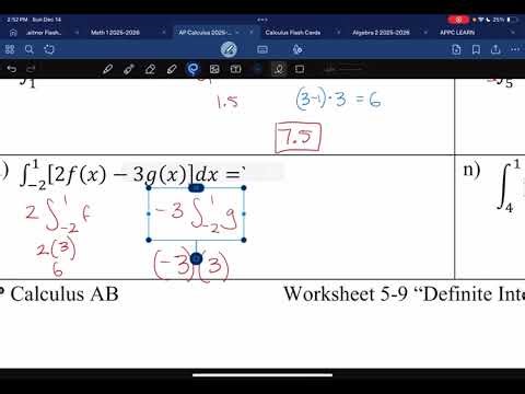 AP Calculus AB Worksheet 5-9 “Definite Integral Rules”