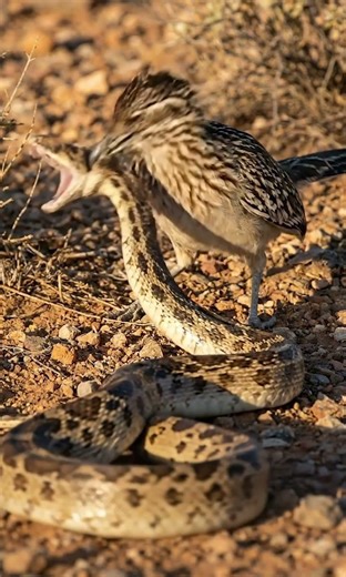 Road runner vs Rattle Snake #wildlife #wildlifeentertainment #africananimal