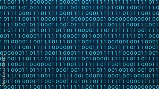 Binary code with digits moving on screen, Algorithm binary of digital data code