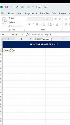 Unichar Values with Unichar Function#excel #words #exceltips #microsoft #exceltricks #learn