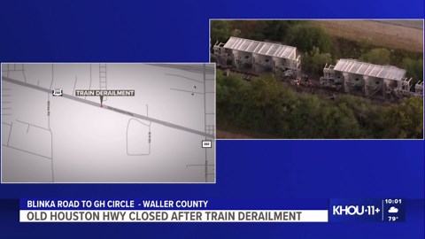Emergency crews respond to train that went off the tracks in Waller County