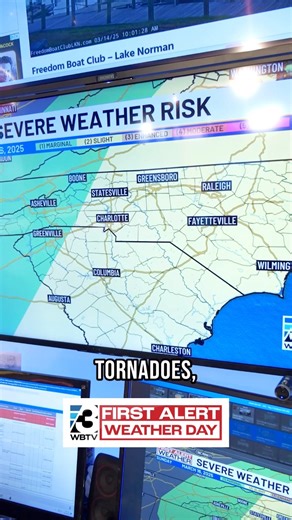 11K views · 46 reactions | First Alert Weather Day Sunday: Severe storms likely. We’re tracking an intense line of thunderstorms capable of damaging winds, heavy rain and even a chance for tornadoes. Download the free WBTV Weather app to receive weather alerts and get your latest weather forecast on the go. | WBTV News | Facebook