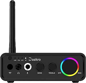 M19-BT Amplifier Stereo Receiver,100Wx2 HiFi Class D Amp,Mini 2 Channel Digital Home Audio Component,Headphone Amp w/RCA/Optical/Coaxial/Mic Input for Passive Speaker with DC 24V Power Adapter