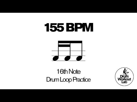 16th Note Drum Exercise | 1 e & | 155 BPM | Drum Loop