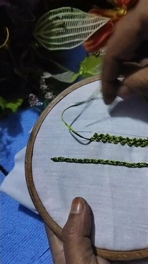 Double chain stitch tutorial #handbroidery #viral #embroiderylover #embroiderypatterns