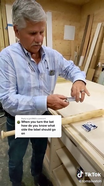 Reply to @jph1965 How to position the label on a bat #baseballbat #tipsandtricks #batterup #diy #lathe #thisoldhouse