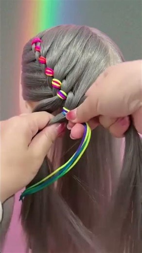 Hairstyle With Colourfull Thread 🧵 #trending #hairstyle #shorts #diyhairstyle #viral #threads