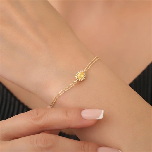 Ovaal geslepen gele topaas armband, sieraden met echte diamanten, 14K 10K 8K massief goud - Etsy Nederland