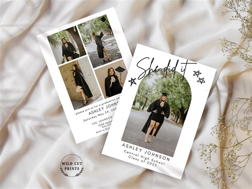 Graduation Party Invitation Template, Graduation Invite, Graduate Announcement, Minimalist Invitation, Photo Card, Canva Download - Etsy