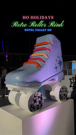 Arizona Influencer Food & Hotels on Instagram: "Ever skated Old Town Scottsdale for the holidays? ❄️🛼 @hotelvalleyho just launched their Ho Holidays Skate the Halls, a Retro-Festive Roller Rink with Theme Nights, Holiday Bites, and plenty of Santa’s Sips to keep you cozy.⛄ Glide in from Nov 24 – Jan 4, with tickets starting at $25, hotel guests enjoy free admission! Upgrade your night with a private cabana or firepit for the full holiday vibe.🔥 📍Old Town Scottsdale - Hotel Valley Ho 6850 E Ma