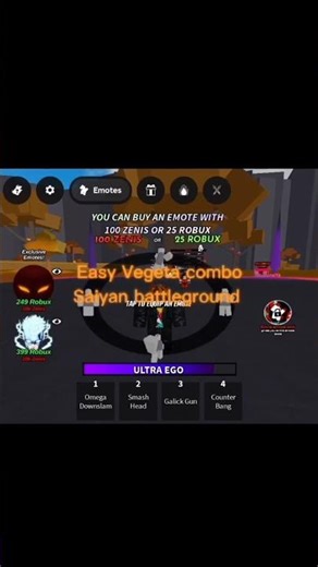 Vegeta easy combo|Roblox Saiyan battleground #roblox #dragonball #battleground