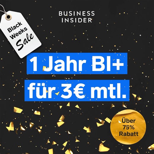 Heute starten die Black Weeks bei Business Insider . Das bedeutet ihr bekommt das Jahres-Abo für nur 3€ statt 12,99€ im Monat! Ihr erhaltet unbegrenzten Zugriff auf alle Inhalte von Business Insider, alle Inhalte von Gründerszene und Insider US sowie weniger Werbung für ein besseres Lesegefühl. Sichert euch jetzt ein Jahr Preisgarantie. https://www.businessinsider.de/abo/?tpcc=offsite_bi_organic_social_BIplus_LA_112023_Black_Weeks_Sale | Business Insider Deutschland
